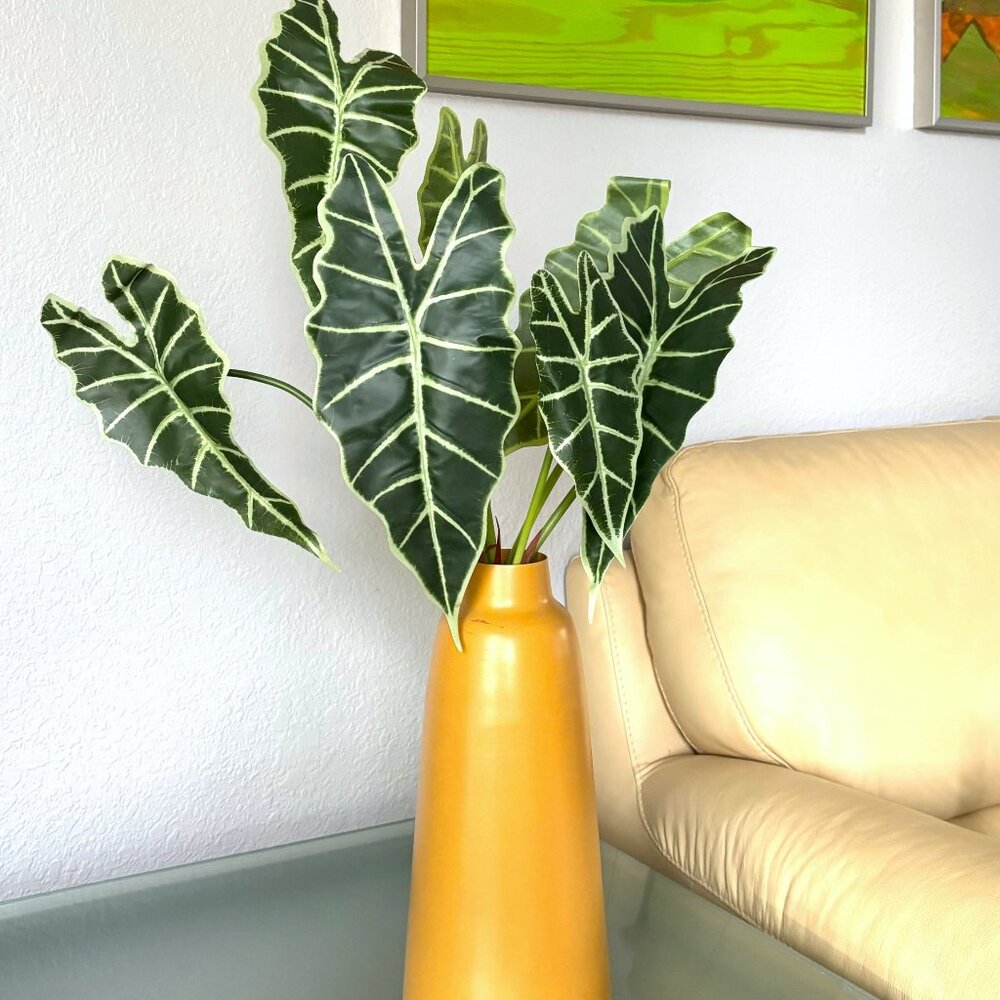 25" Realistic Artificial Alocasia Polly African Mask Plant to Pot Vase Accent